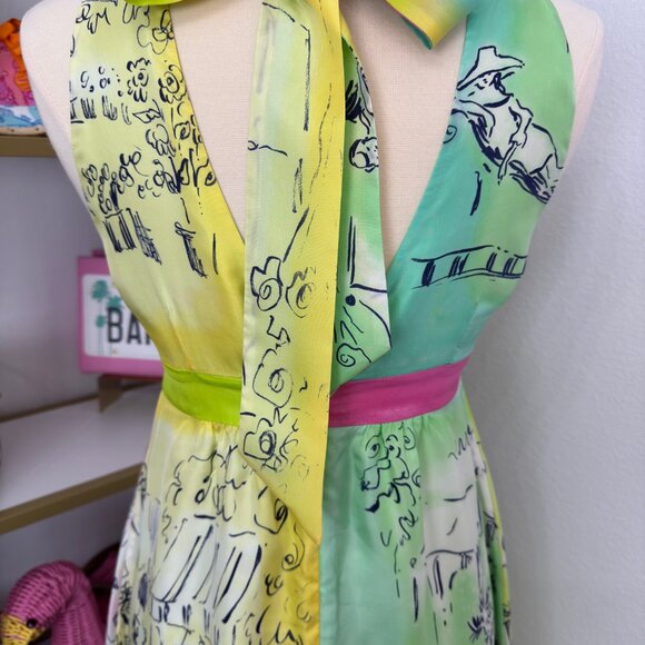 SOLD Beautiful SILK Lilly Pulitzer PETRA Maxi Dress "A Day in the Life" Size 4 - Picture 8 of 16